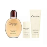 Obsession by Calvin Klein 3pc Gift Set 100ml Eau De Toilette, 75ml Deodorant and 100ml All Over Body Wash Men.