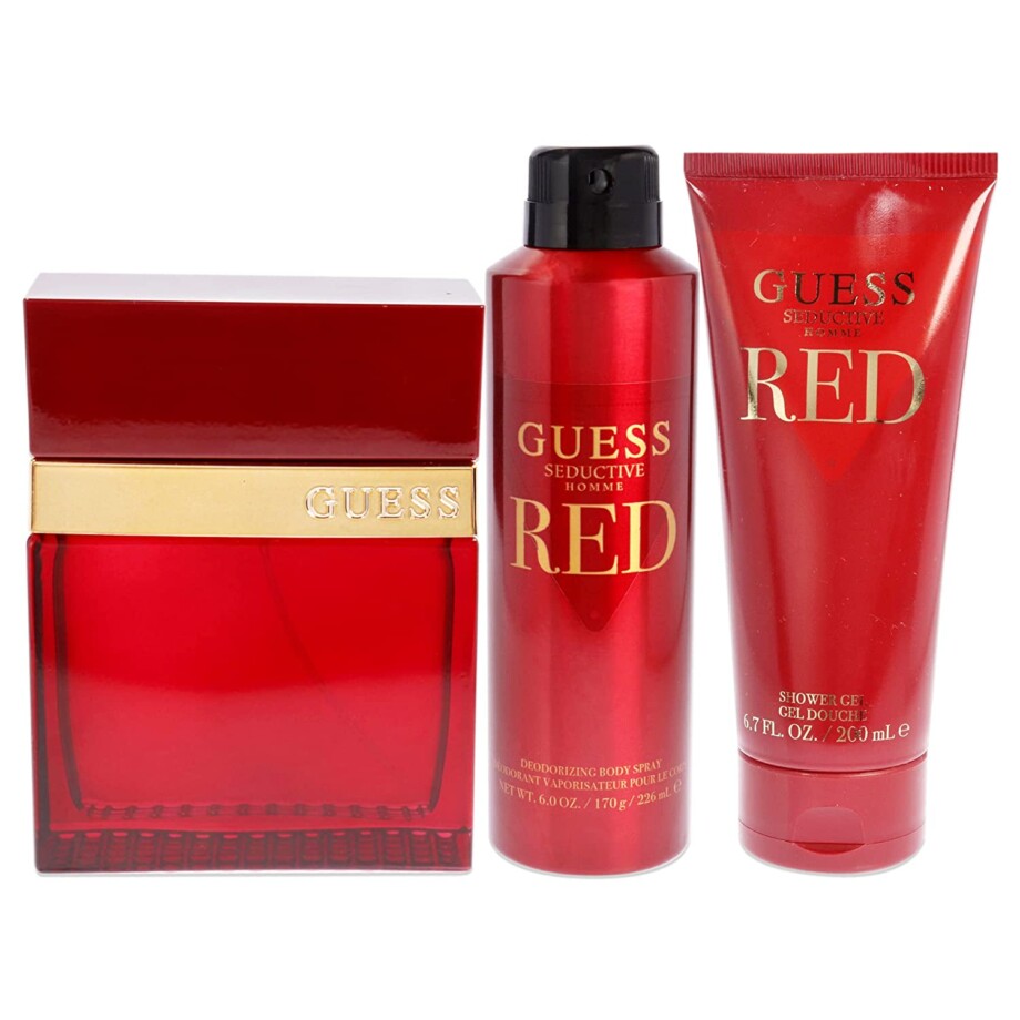Guess Seductive Homme Red 3pc Set (100ml EDT Sp, 226ml Deodorizing Body Spray, 200ml Shower Gel )-2
