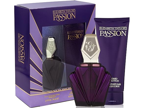 R (1) Passion by Elizabeth Taylor 2pc Gift Set 74ml Eau De Toilette and 200ml Body Lotion Women. - Image 1