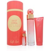 360 Coral by Perry Ellis Deluxe Gift Set 100ml Eau De Parfum, 90ml Shower Gel and 7.5ml Travel Size Women.