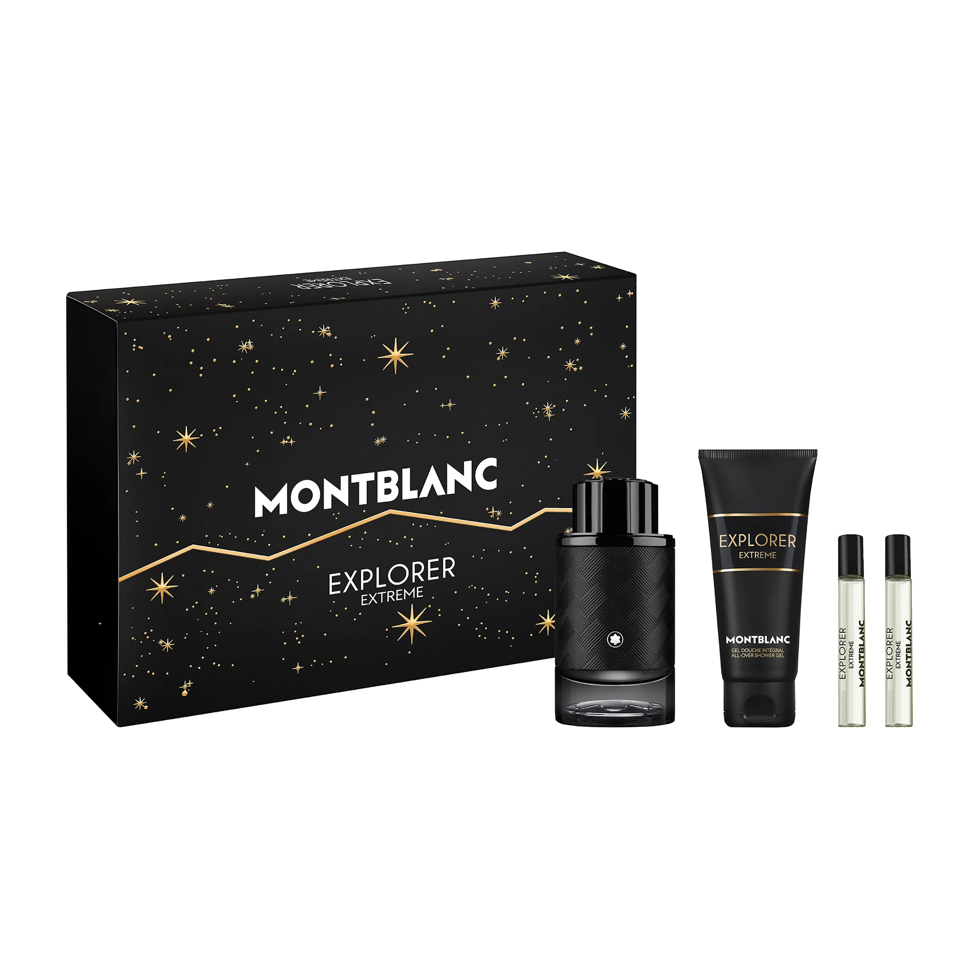 F25_MBE_Extreme_4-PcSet_MB028C03USA Explorer Extreme by Montblanc 4pc Gift Set 100ml Parfum,100ml Shower Gel and 2 2.5ml Travel Size Men. - Image 1