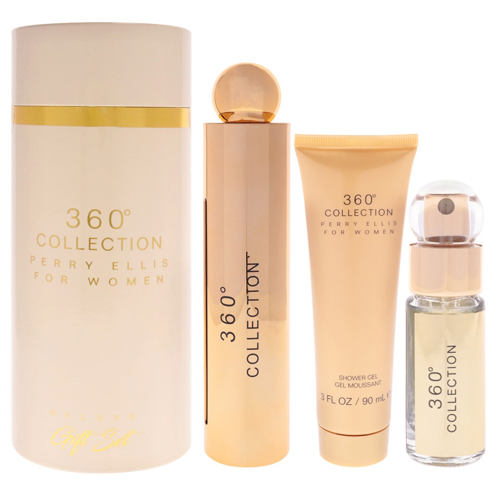 Perry-Ellis-360-Collection-Deluxe-Gift-Set-3-3pc-844061013643-1000x1000-1-1 360 Collection by Perry Ellis 3pc Deluxe Gift Set 100ml Eau De Parfum, 90ml Shower Gel and 7.5ml Travel Size Women. - Image 1