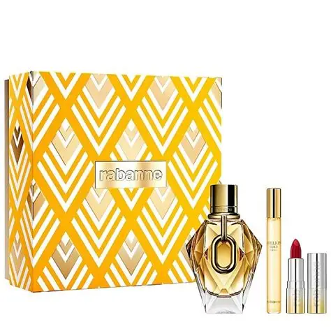 OIP (3) Million Gold by Paco Rabanne 3pc Gift Set 90ml Eau De Parfum, 10ml Travel Size and 1g Lipstick Women. - Image 1